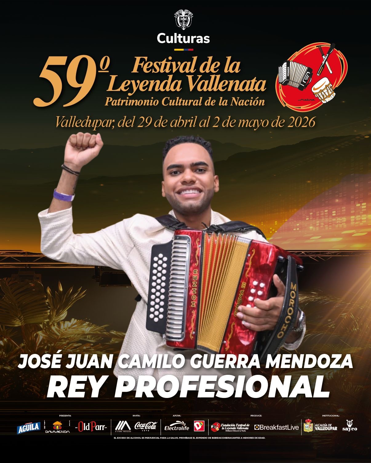 José Juan Camilo Guerra Mendoza, Rey Vallenato del 59° Festival de la Leyenda Vallenata