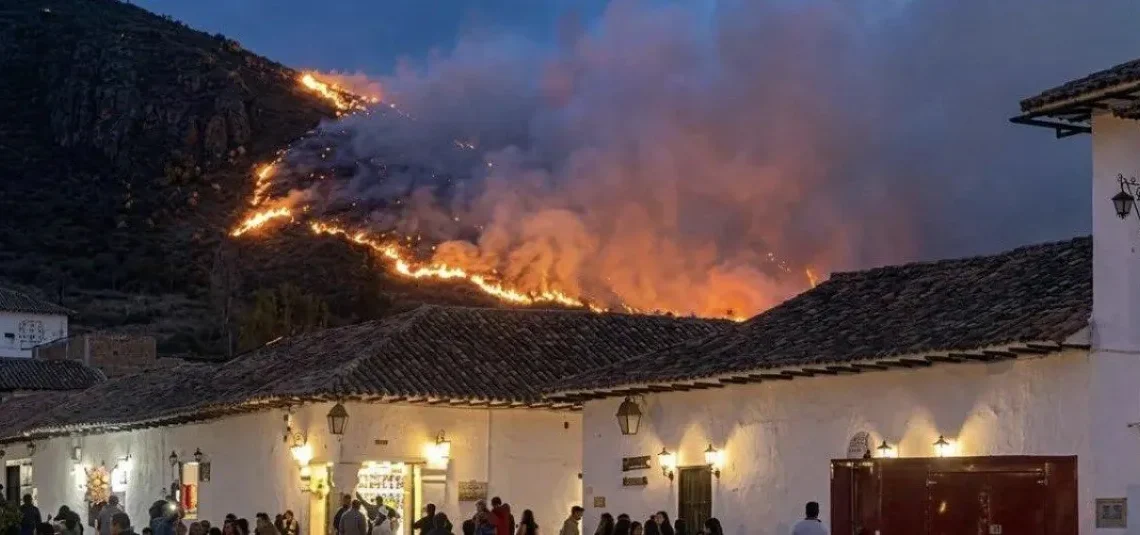 Incendio en Villa de Leyva continúa activo y ya afecta cerca de 290 hectáreas